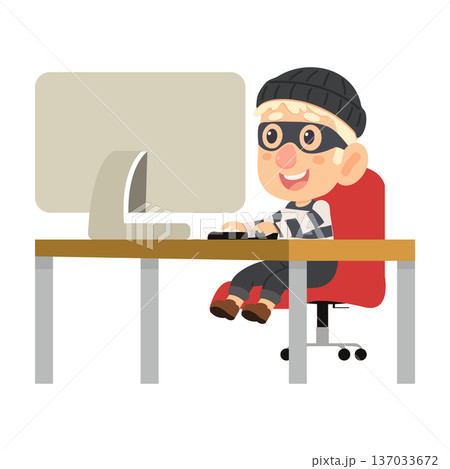 Cartoon Hacker Using Computer Cartoon Hacker Using Computer 137033672