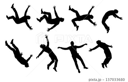 Man falling silhouette, falling people, fall into depression, a mental disorder Man falling silhouette, falling people, fall into depression, a mental disorder 137033680