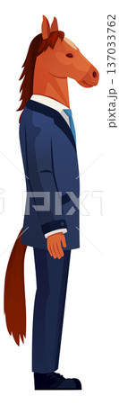 Businessman with horse head and tail side view Businessman with horse head and tail side view 137033762