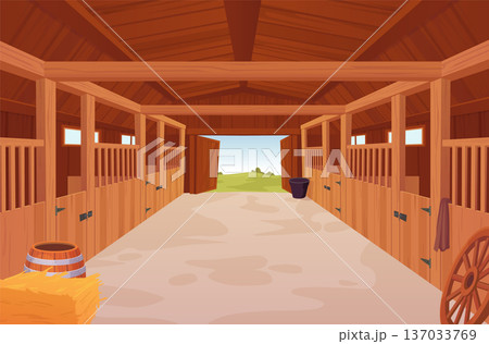 Horse stable inside background. Farm barn interior 137033769