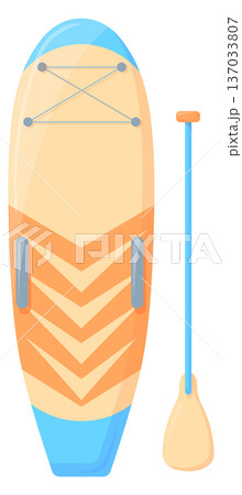 Sup board cartoon icon. Summer paddle activity Sup board cartoon icon. Summer paddle activity 137033807