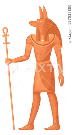 Anubis statue. Egyptian mythology character. Cartoon god monument 137033809