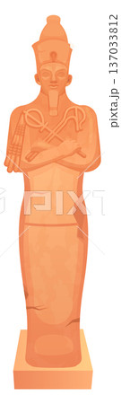 Osiris sculpture. God stone figure cartoon icon Osiris sculpture. God stone figure cartoon icon 137033812