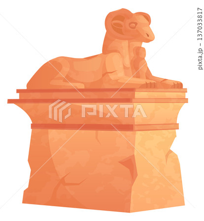 Ram of Amun-re stone monument. Sacred egyptian symbol Ram of Amun-re stone monument. Sacred egyptian symbol 137033817