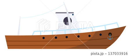 Deck boat icon. Fishing ship side view Deck boat icon. Fishing ship side view 137033916