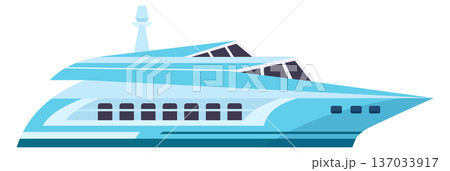 Motor yacht boat cartoon icon. Fast modern ship 137033917