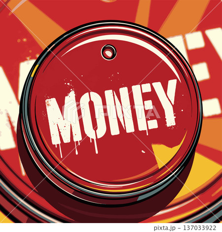Red Money Button Pop Art raster illustration 137033922