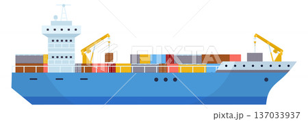 Cargo ship. Freight container vessel color icon 137033937