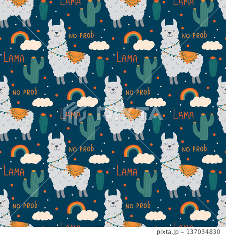 cute llama seamless pattern cute llama seamless pattern 137034830