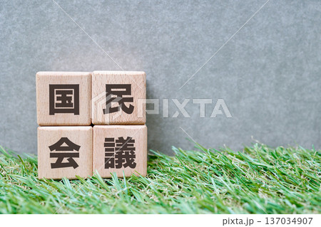 国民会議を示す木製文字ブロック。 137034907