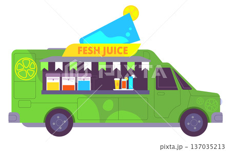 Fresh juice street truck. Drink vendor van Fresh juice street truck. Drink vendor van 137035213