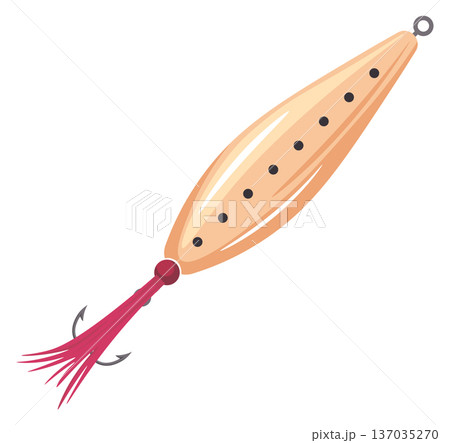 Rod lure. Plastic hook tackle cartoon icon Rod lure. Plastic hook tackle cartoon icon 137035270