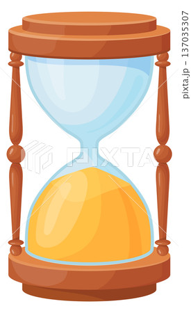 Old wooden hourglass clock. Out of time cartoon icon Old wooden hourglass clock. Out of time cartoon icon 137035307