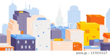 Urban street architecture. City roofs color landscape 137035527