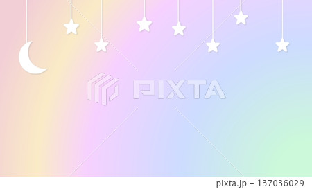 星と月のゆめかわ背景 137036029