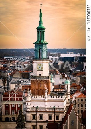 Amazing Aerial View Of Poznan Old Town Hall Amazing Aerial View Of Poznan Old Town Hall 137036579