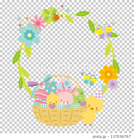 かわいいイースターのフレーム 137036767