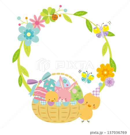 かわいいイースターのフレーム 137036769