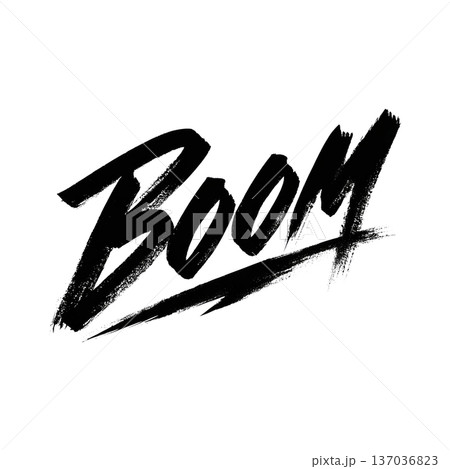 Black boom graffiti style lettering with splatter texture isolated on white background, concept of impact and energy expression Black boom graffiti style lettering with splatter texture isolated on white background, concept of impact and energy expression 137036823