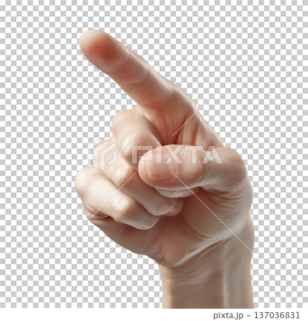 Woman's hand making a index finger pointing gesture, isolated on white background, concept of direction and attention Woman's hand making a index finger pointing gesture, isolated on white background, concept of direction and attention 137036831
