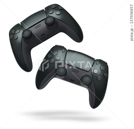 Wireless gaming controllers flying in air isolated on white background, symbolizing gaming technology concept Wireless gaming controllers flying in air isolated on white background, symbolizing gaming technology concept 137036857