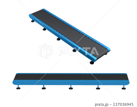 Set of Airport conveyor belt, line or baggage claim area on white background 137036945