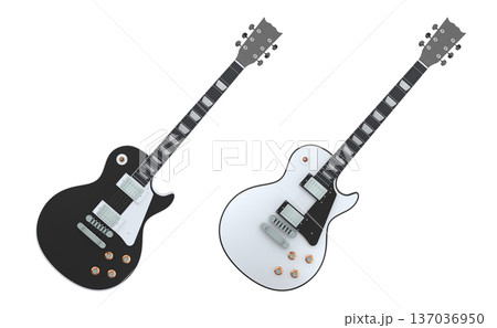 Set of electric acoustic guitar isolated on white transparent background. 137036950