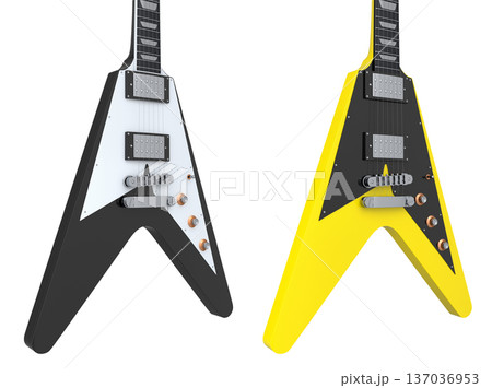 Set of electric acoustic guitar isolated on white transparent background. Set of electric acoustic guitar isolated on white transparent background. 137036953