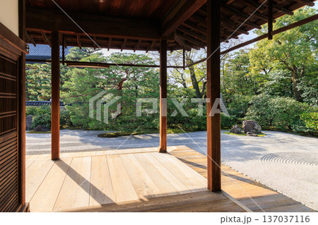 京都　秋の建仁寺　方丈前庭の大雄苑 137037116
