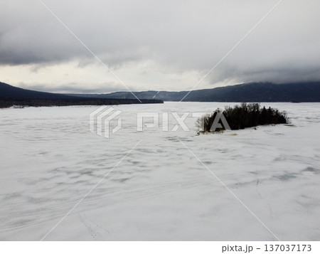 冬の阿寒湖、ボッケ散策路の森 137037173
