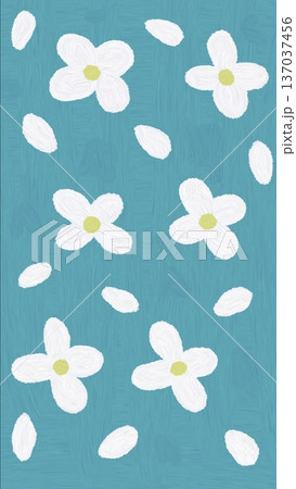 Whimsical White Blooms on Turquoise Canvas Whimsical White Blooms on Turquoise Canvas 137037456