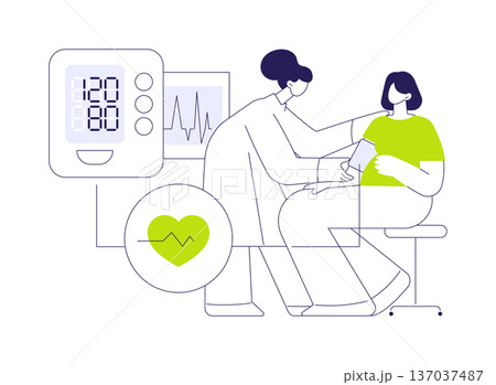Blood pressure monitoring in pregnancy abstract concept vector illustration. Blood pressure monitoring in pregnancy abstract concept vector illustration. 137037487