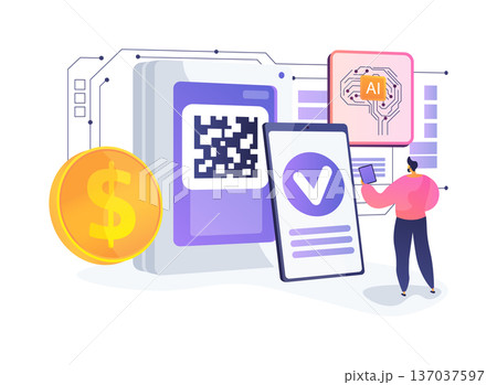 QR Code Payment abstract concept vector illustration. QR Code Payment abstract concept vector illustration. 137037597