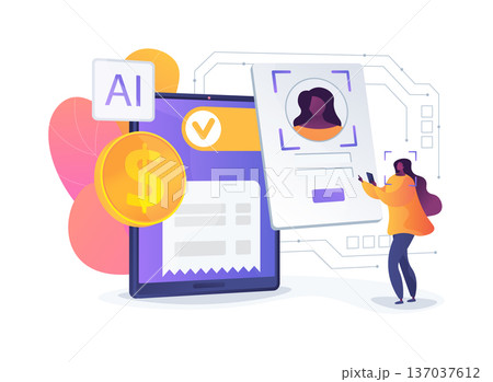 Biometric Payment Terminal abstract concept vector illustration. Biometric Payment Terminal abstract concept vector illustration. 137037612