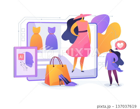 AR Fitting Room abstract concept vector illustration. AR Fitting Room abstract concept vector illustration. 137037619