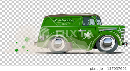 Vector Saint Patrick retro cartoon van Vector Saint Patrick retro cartoon van 137037691