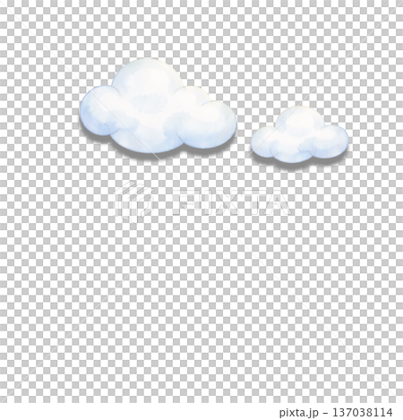 水彩風 ふんわり雲のイラスト 青空素材 切り抜きPNG 137038114