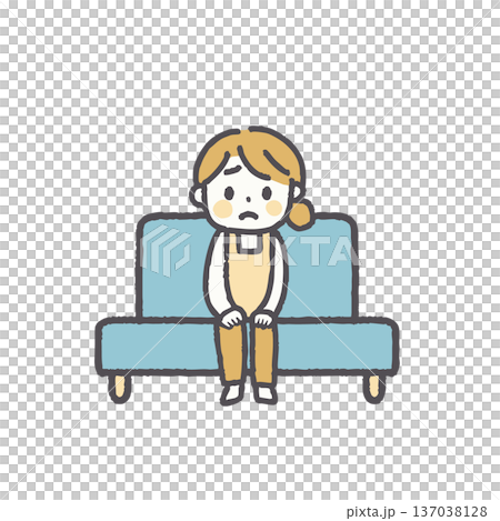 Illustration set of a woman sitting on a sofa in an apron 137038128