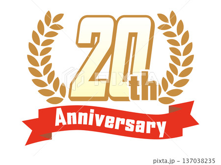 月桂樹とリボンの20周年アイコン 月桂樹とリボンの20周年アイコン 137038235