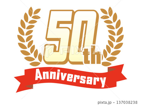 月桂樹とリボンの50周年アイコン 137038238