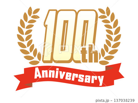 月桂樹とリボンの100周年アイコン 137038239