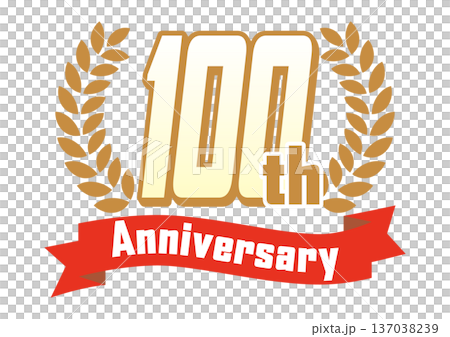 月桂樹とリボンの100周年アイコン 137038239