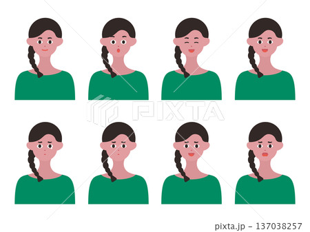 シンプルな女性の表情イラストセット6 137038257
