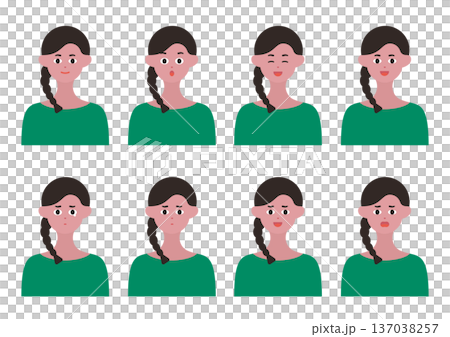 シンプルな女性の表情イラストセット6 137038257