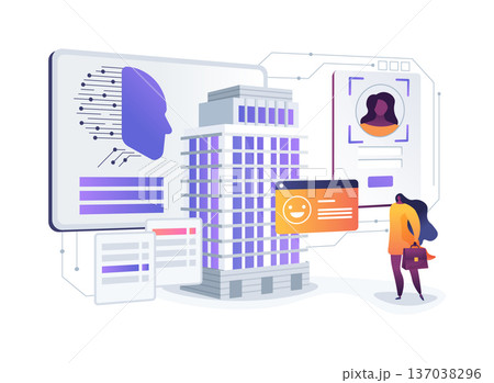 Face Recognition Check-In abstract concept vector illustration. 137038296