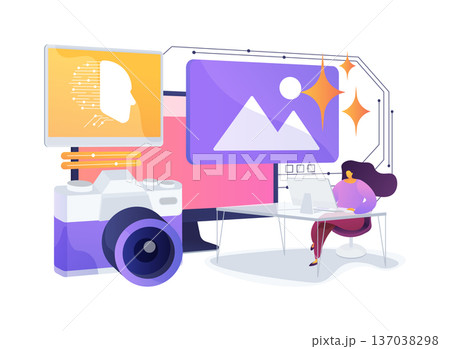 AI-Enhanced Photo Editing abstract concept vector illustration. AI-Enhanced Photo Editing abstract concept vector illustration. 137038298