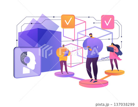Blockchain-Based Voting abstract concept vector illustration. 137038299