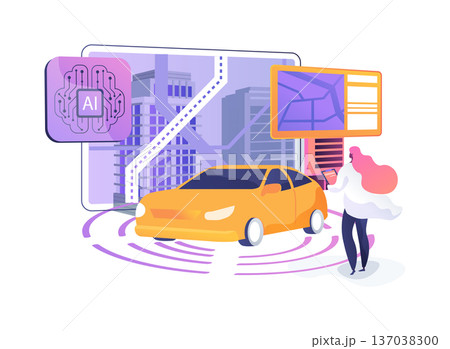 Autonomous Vehicle Simulation abstract concept vector illustration. Autonomous Vehicle Simulation abstract concept vector illustration. 137038300