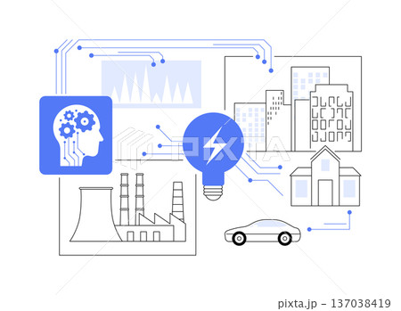 AI Smart Grid Energy Management abstract concept vector illustration. 137038419