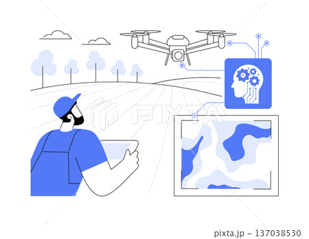 AI Autonomous Drone Surveying abstract concept vector illustration. 137038530